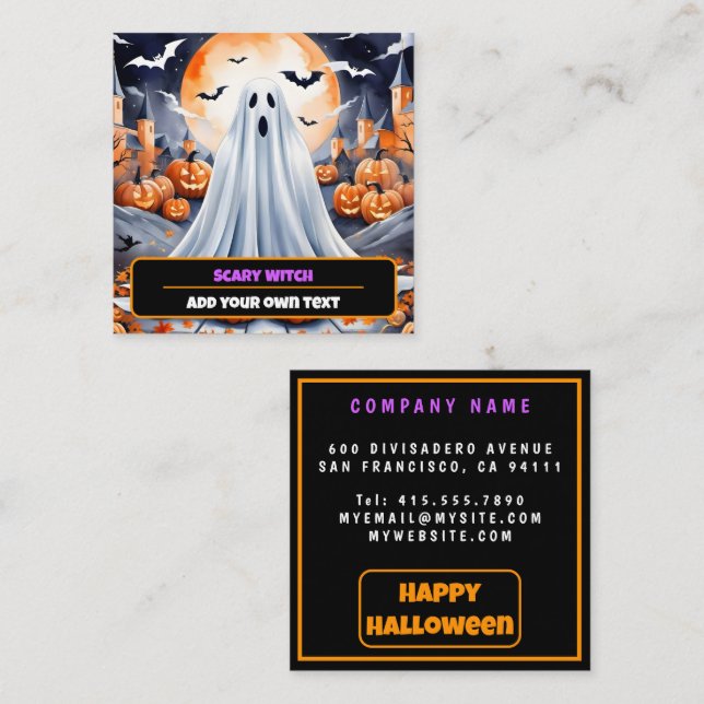 Halloween Modern Pumpkin Autumn Collection Quadratische Visitenkarte (Vorne/Hinten)
