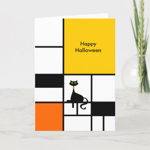 Halloween - Moderne Kunstkatze Feiertagskarte