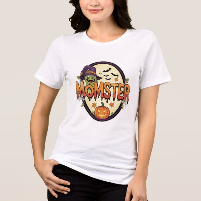 Halloween "Momster" Hochwertiger T - Shirt (Vorderseite)