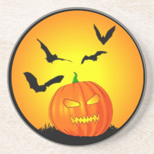 Halloween-Mond-Kürbislaterne Sandstein Untersetzer