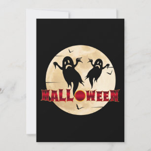 Halloween-Mond-Silhouette-Geister-Fledermäuse Einladung