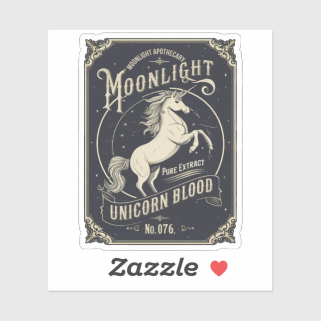 Halloween Mondlicht Einhorn Blutzaubertrank Aufkleber (Blatt)