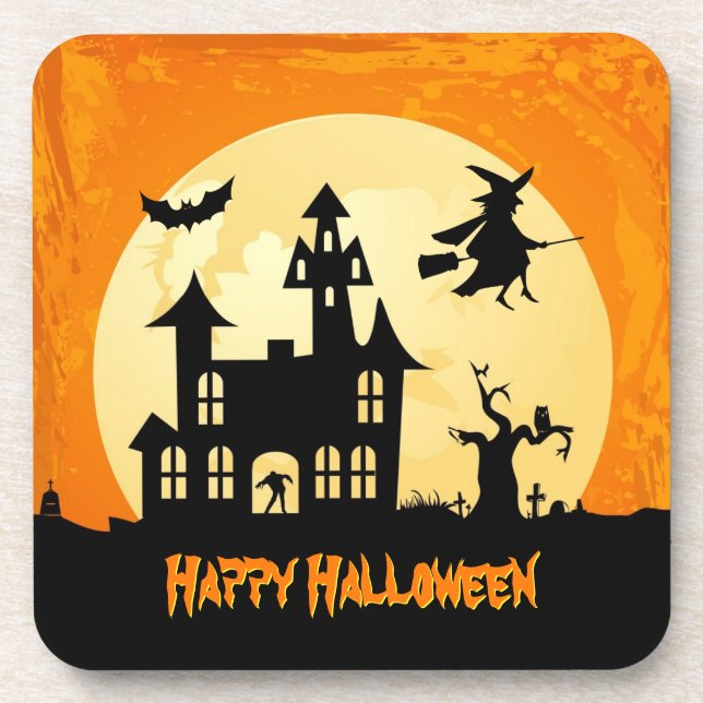 Halloween-Mondschein-Spuk Haus im Graveyard Getränkeuntersetzer (Vorderseite)