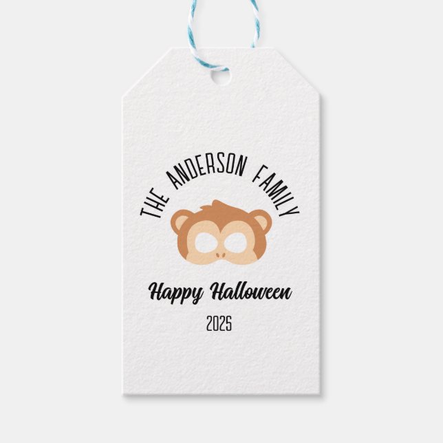 Halloween Monkey Masquerade Kostüm Geschenkanhänger (Vorderseite)