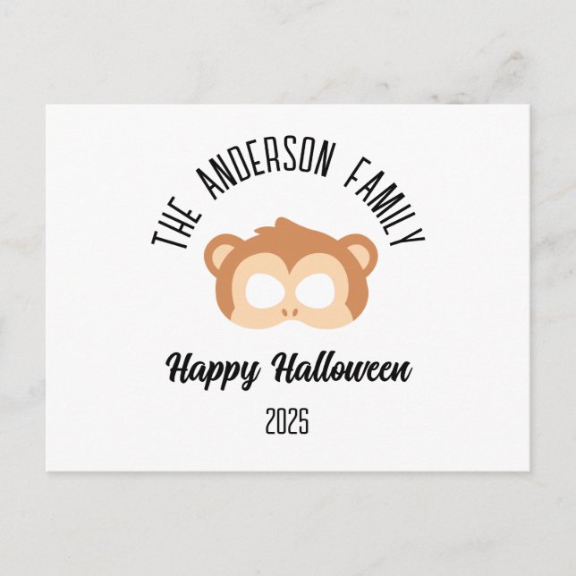 Halloween Monkey Masquerade Kostüm Postkarte (Vorderseite)