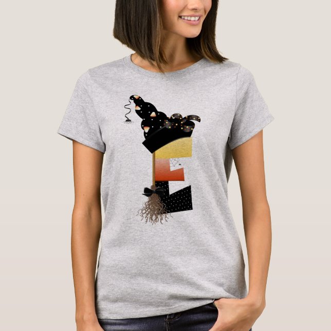 Halloween Monogram Letter E T-Shirt (Vorderseite)