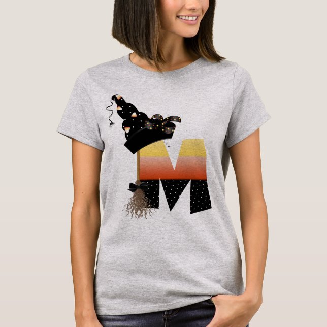 Halloween Monogram Letter M T-Shirt (Vorderseite)