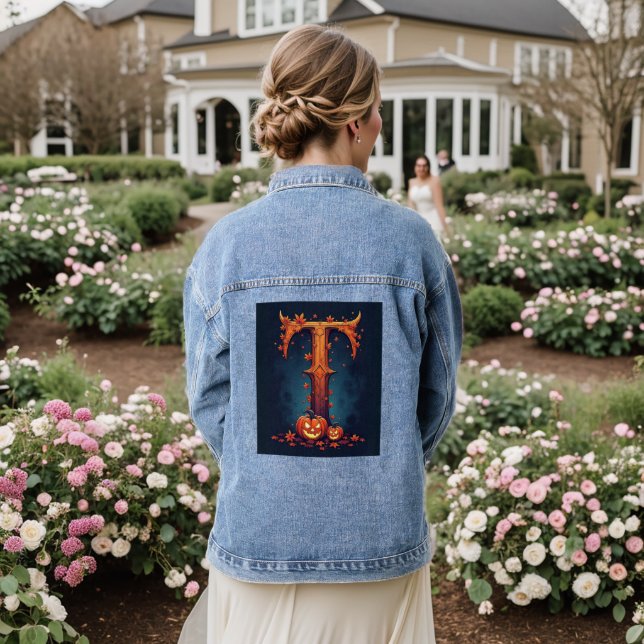 Halloween-Monogramm T Jeansjacke (Hochzeit Rückseite)