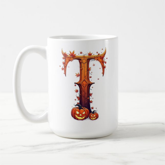 Halloween-Monogramm T Kaffeetasse (Links)