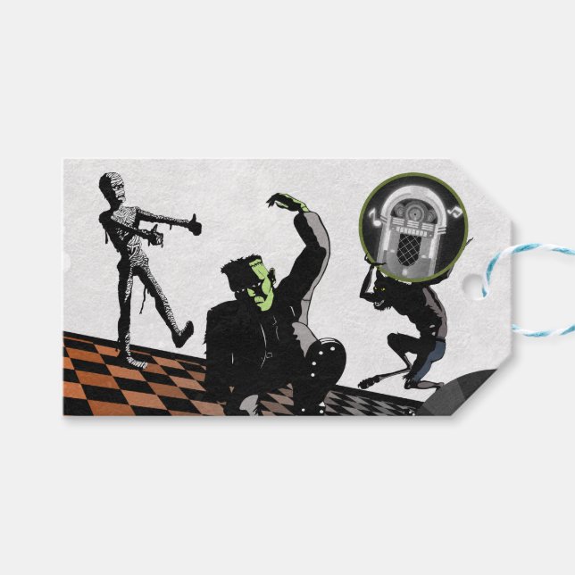 Halloween Monster Bash Party Geschenkanhänger (Vorderseite (Horizontal))