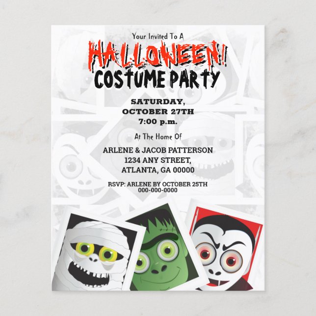 Halloween Monster Costume Party Einladung Flyer (Vorne)