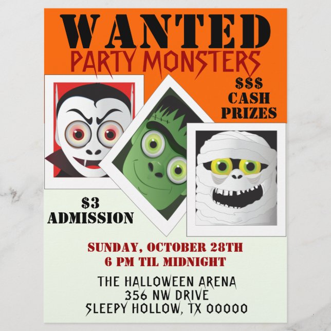 Halloween Monster Costume Party Einladung Flyer (Vorne)
