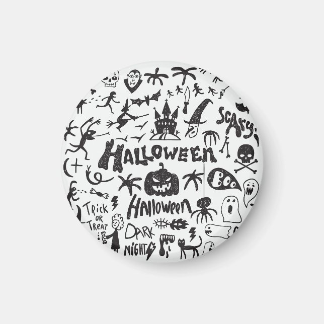 Halloween Monster Doodles Spaß Magnet (Vorne)