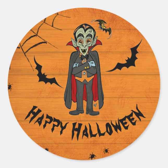 Halloween-Monster für Kinder, individuell gestalte Runder Aufkleber (Vorderseite)