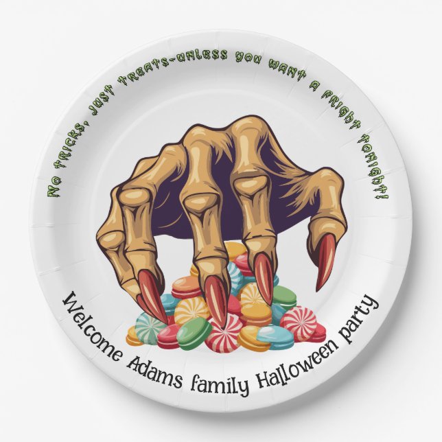 Halloween Monster Hand Candy Protector Pappteller (Vorderseite)