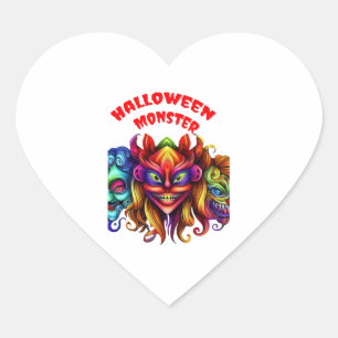 Halloween-Monster Herz-Aufkleber