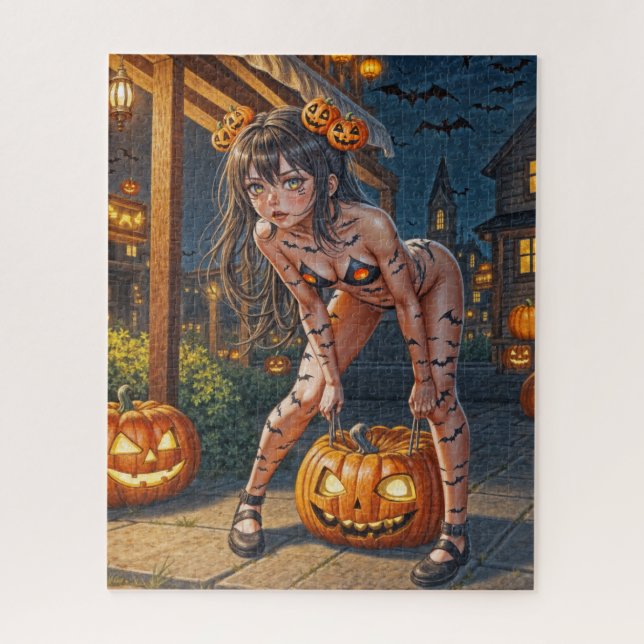 Halloween Monster Jack-o-Lantern & Bat Vixen Girl (Vertikal)