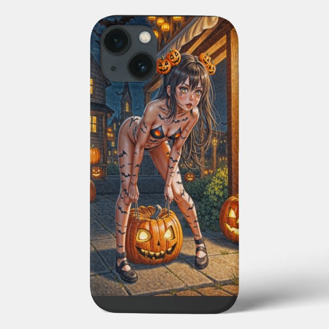 Halloween Monster Jack-o-Lantern & Bat Vixen Girl Case-Mate iPhone Hülle (Rückseite)