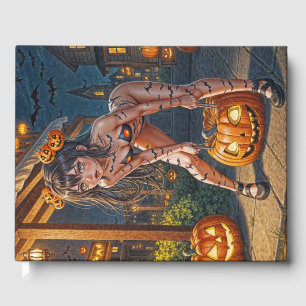 Halloween Monster Jack-o-Lantern & Bat Vixen Girl Gästebuch