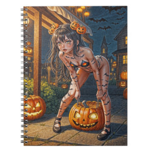 Halloween Monster Jack-o-Lantern & Bat Vixen Girl Notizblock