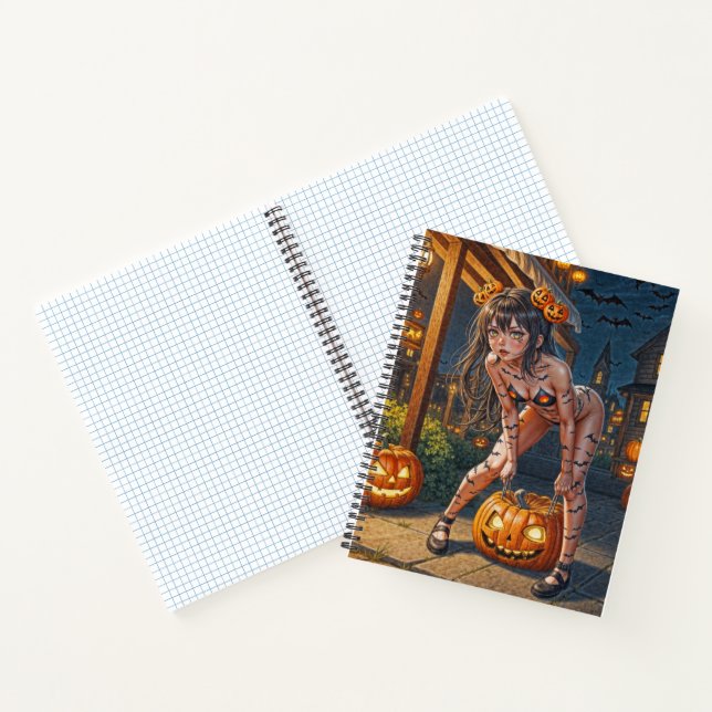 Halloween Monster Jack-o-Lantern & Bat Vixen Girl Notizbuch (Innenseite)