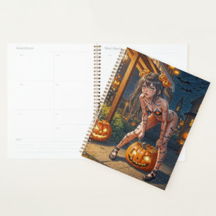 Halloween Monster Jack-o-Lantern & Bat Vixen Girl Planer