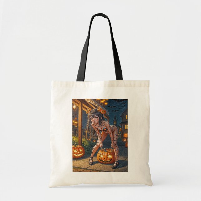 Halloween Monster Jack-o-Lantern & Bat Vixen Girl Tragetasche (Vorne)