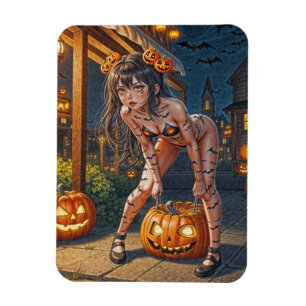 Halloween-Monster Jack-o-Lantern und Fledermaus-Vi Magnet