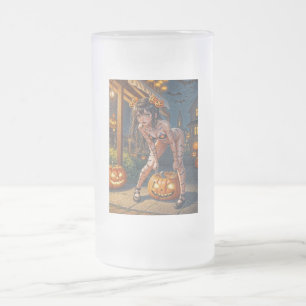 Halloween-Monster Jack-o-Lantern und Fledermaus-Vi Mattglas Bierglas