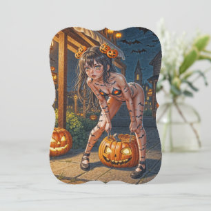 Halloween-Monster Jack-o-Lantern und Fledermaus-Vi Mitteilungskarte