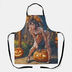 Halloween-Monster Jack-o-Lantern und Fledermaus-Vi Schürze
