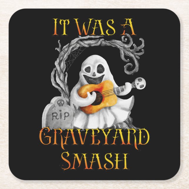 Halloween Monster Mash Ghost Graveyard Smash Rechteckiger Pappuntersetzer (Vorderseite)