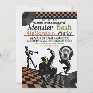 Halloween-Monster Monster-Bash-Kostüm-Party Einladung