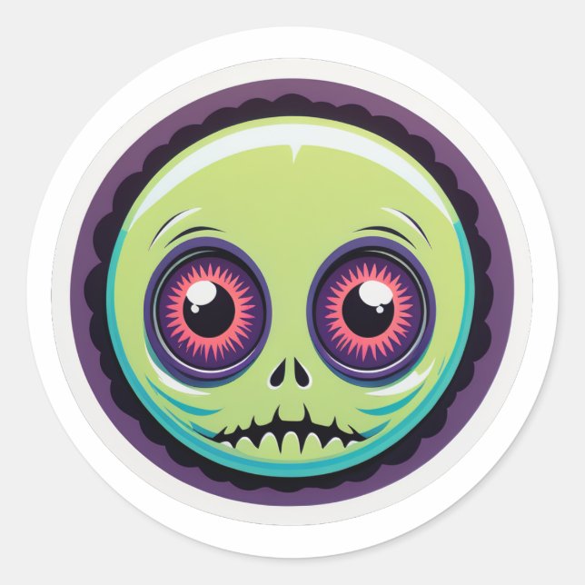 Halloween-Monster Runder Aufkleber (Vorderseite)