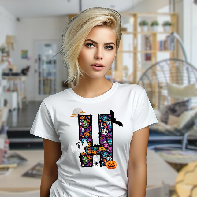 Halloween-Monster schreiben H-T - Shirt (Halloween monsters aesthetic letter H design t-shirt)