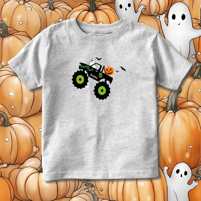 Halloween Monster Truck Add Name Kleinkind T - Shi Kleinkind T-shirt (Von Creator hochgeladen)