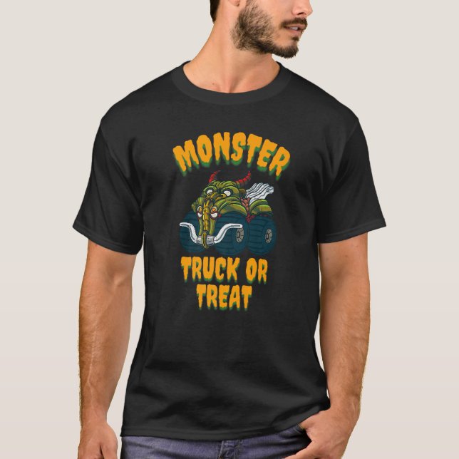 Halloween Monster Truck oder Leckerei Goblin Kinde T-Shirt (Vorderseite)
