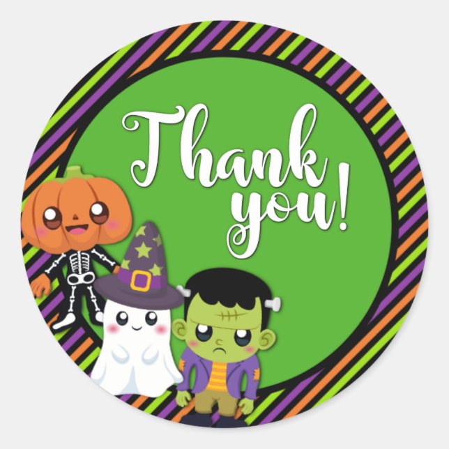 Halloween Monster Vielen Dank Gastgeschenk Sticker (Vorderseite)