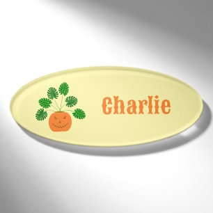 Halloween Monstera Pflanze in Pumpkin Individuelle Namenschild