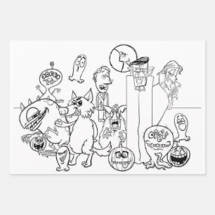 HALLOWEEN MONSTERS Enveloppement de papier ensembl