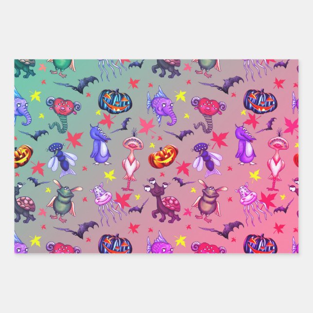 Halloween Monsters Geschenkpapier Set (Vorderseite)
