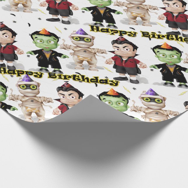 Halloween Monsters Kindergeburtstag Geschenkpapier (Ecke)
