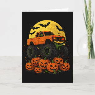 Halloween-Monstertruck zerquetscht Kürbisse Karte