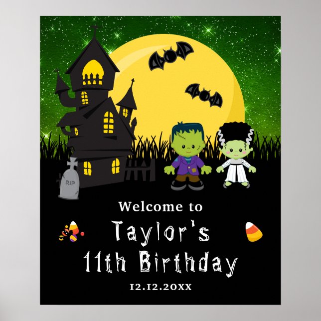 Halloween Monstres Anniversaire Affiche de bienven (Devant)