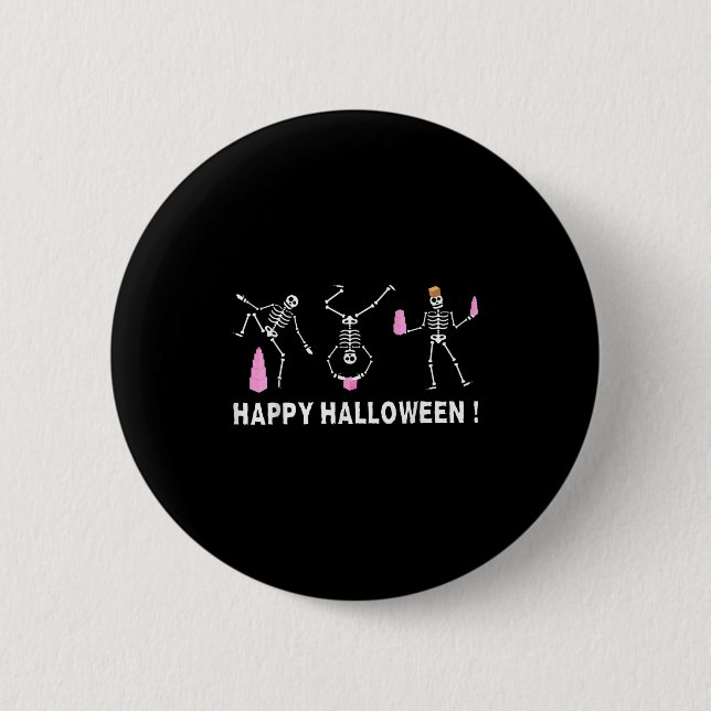Halloween Montessori Teacher Skeleton Dancing Educ Button (Vorderseite)