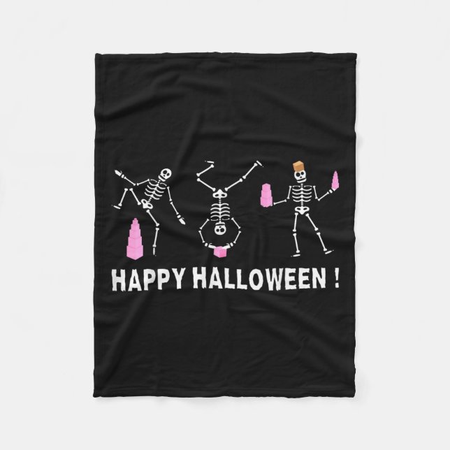 Halloween Montessori Teacher Skeleton Dancing Educ Fleecedecke (Vorderseite)