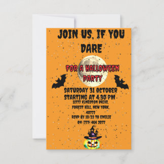Halloween Moon & Bat und Kürbis Party Einladung