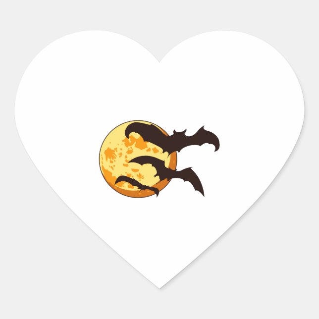 Halloween Moon & Bats Herz-Aufkleber (Vorderseite)