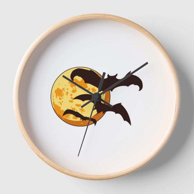 Halloween Moon & Bats Uhr (Vorderseite)