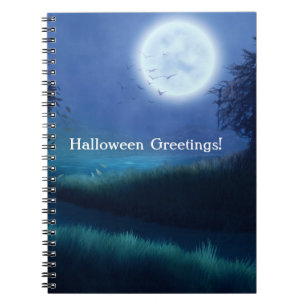 Halloween Moon in der Nacht in den Schatten von Bl Notizblock
